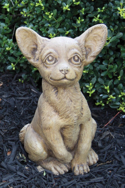 Chihuahua Puppy Dog Garden Sculpture Small Cement Big Eyes